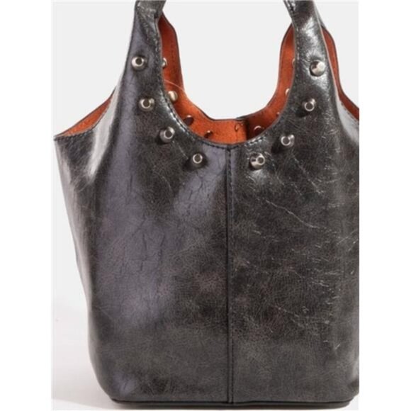 Fame Weathered Faux Leather And Studs Bucket Bag - Picture 3 of 3